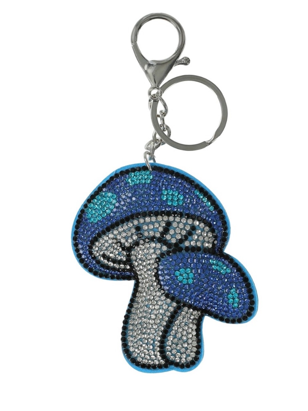 Blue Rhinestone Mushroom Keychain Charm